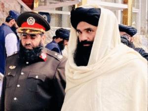 Pakistani Ambassador stands in fear as Sirajuddin Haqqani passes, Taliban leader ignores him and walks away