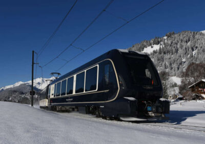 The amazing new Swiss mountain train that can jump rail tracks